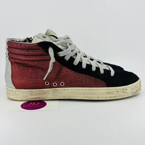 P448 Women's Skate High Top Red Snakeskin Embossed Sneakers Size 41 EU/ 10.5 US